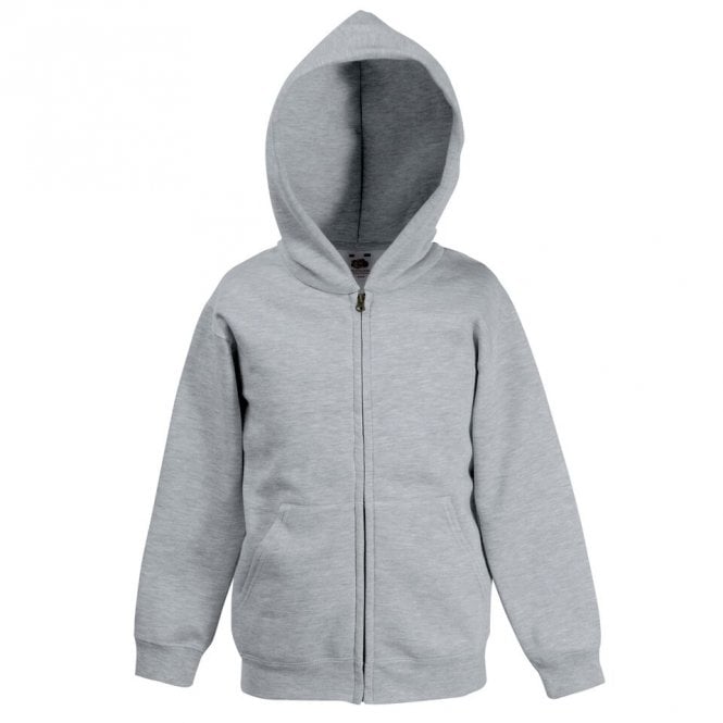 Plain Fruit of the Loom Kids Zipped Hoodie