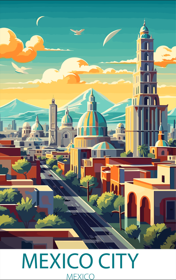 Mexico City Mexico A4 Poster