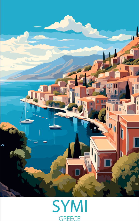 Symi Greece A4 Poster