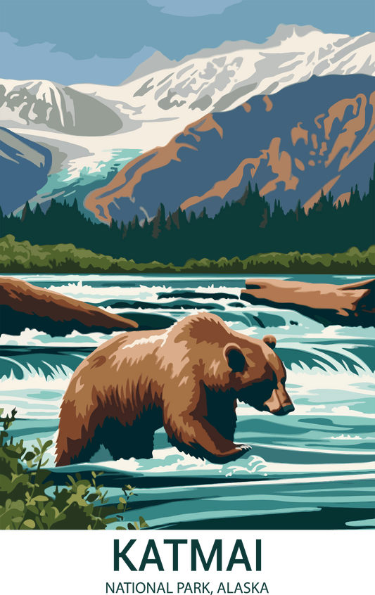 Katmai National Park, Alaska A4 Poster