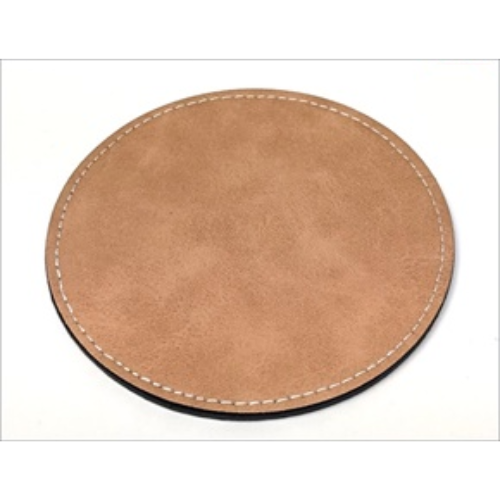 Custom Round Brown Leatherette Coaster