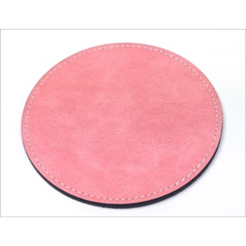 Custom Round Pink Leatherette Coaster