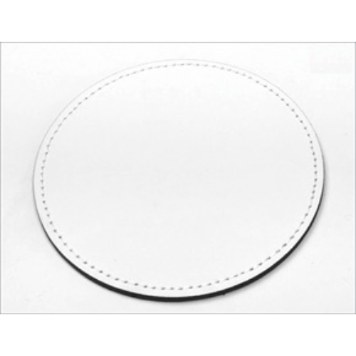 Custom Round White Leatherette Coaster