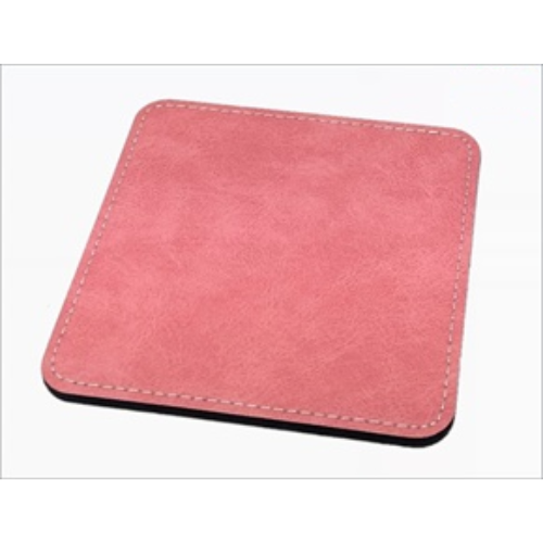 Custom Square Pink Leatherette Coaster