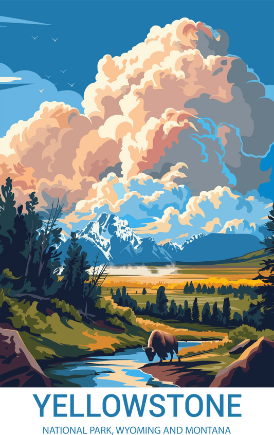Yellowstone National Park, Wyoming and Montana A4 Poster